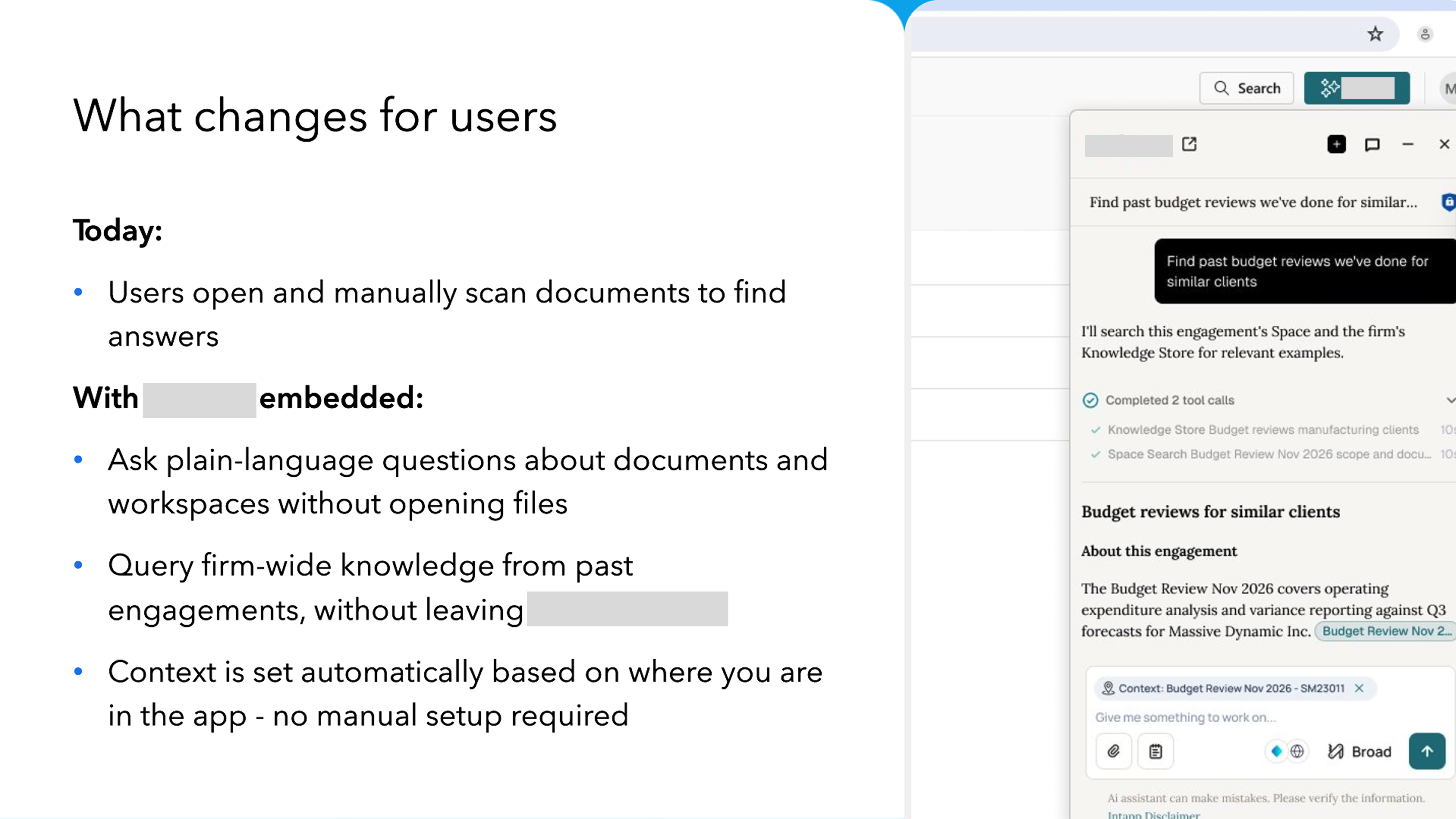 Requirements presentation: what changes for users