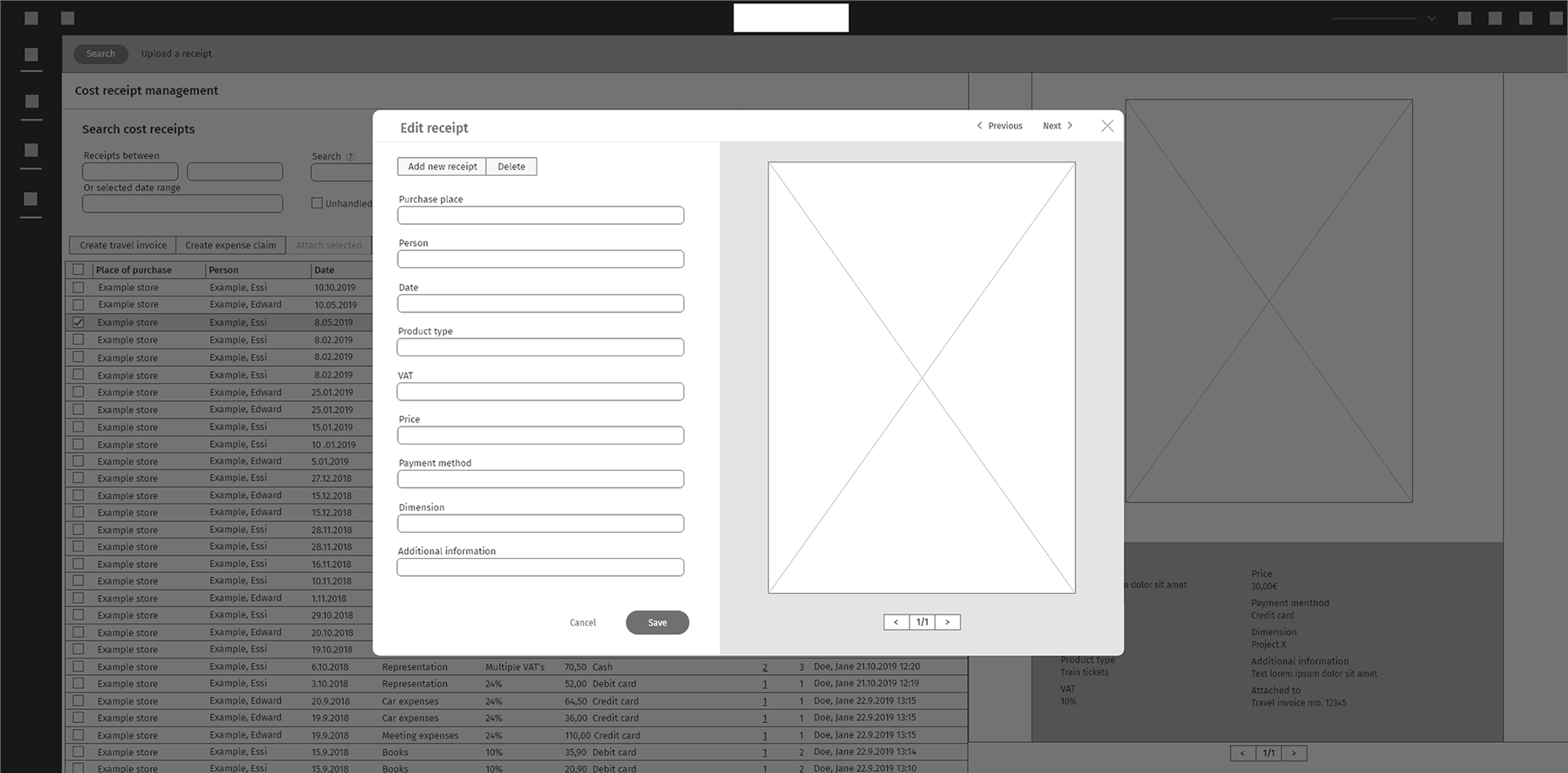 Second version: accounting software receipt management