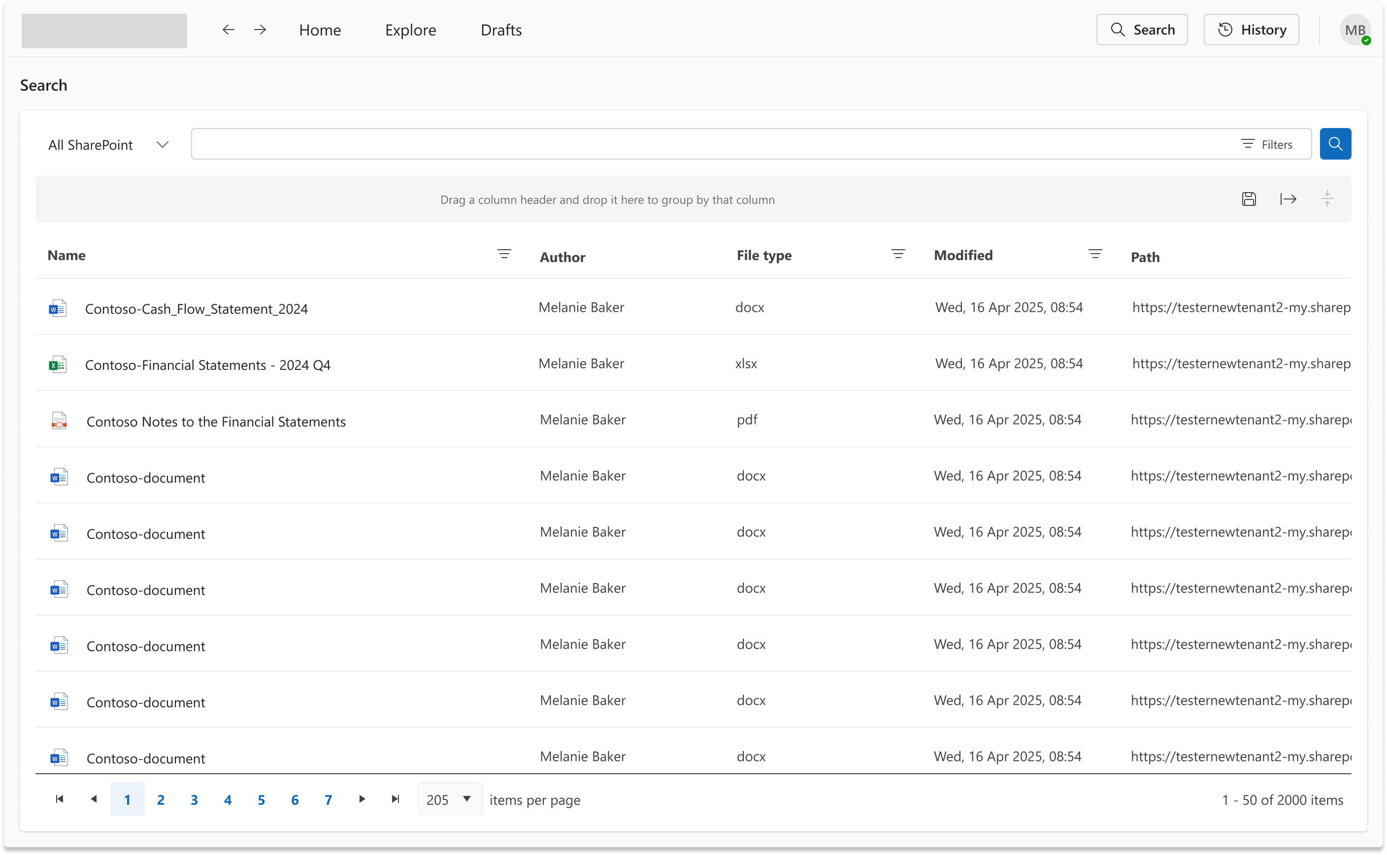 Full search page design