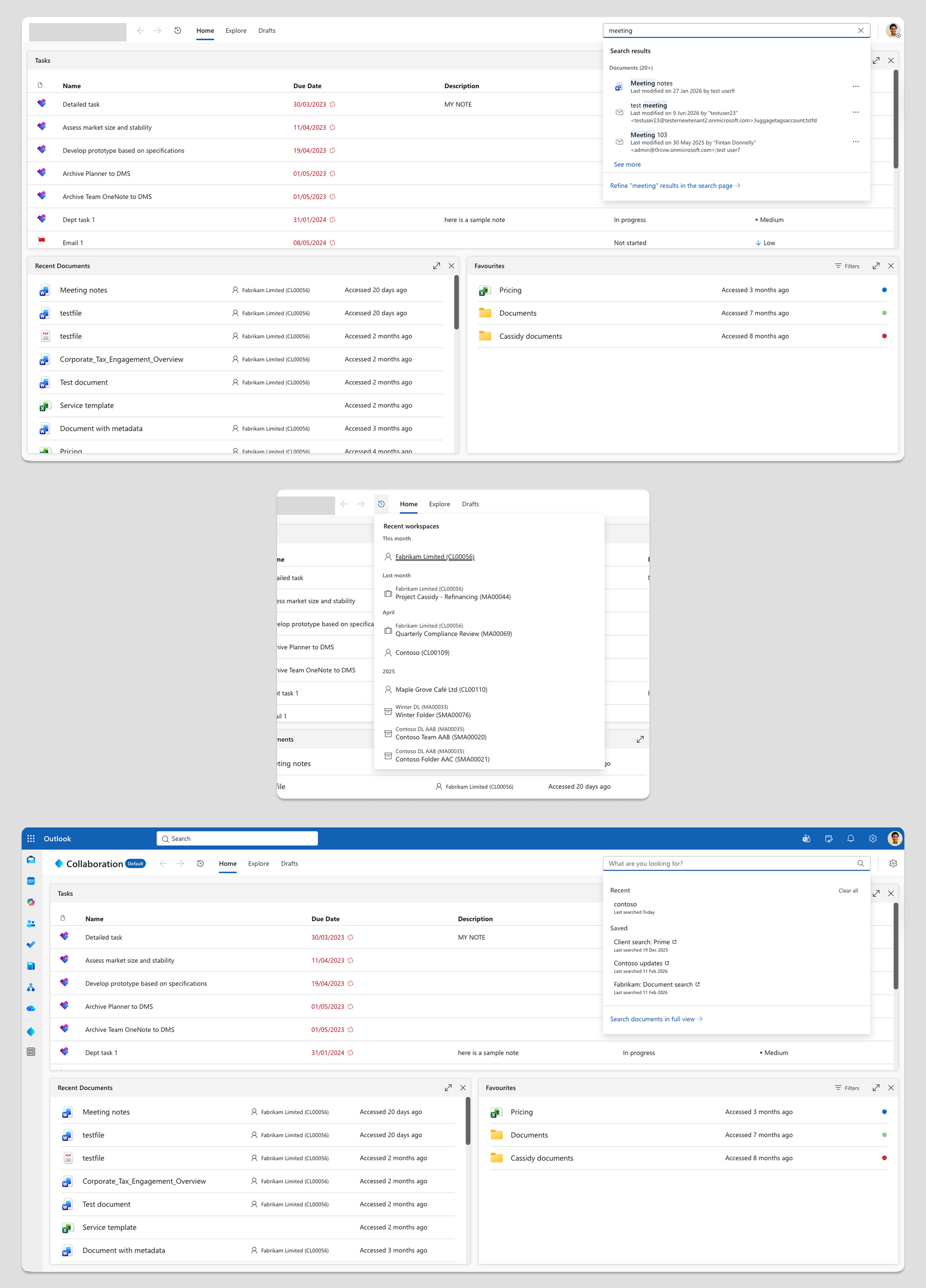 Shipped product with updated top navigation and inline search